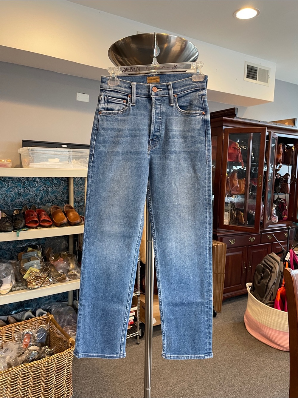 MOTHER Mid Rise Straight Leg Tombcat Wash Jeans 5 Button Fly